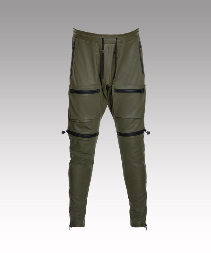 KA-BALLER 2.0 KHAKI LEATHER PANTS