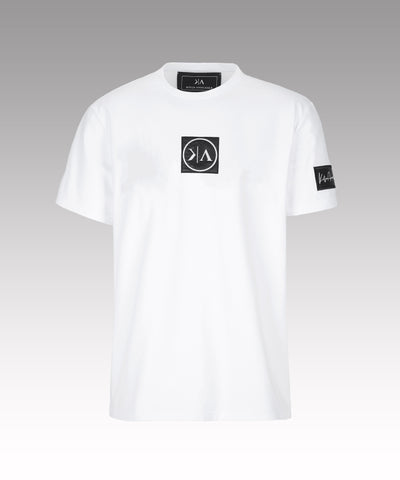 Kolja Annussek designer T-Shirt. White designer t-shirt with python leather embroideries. 