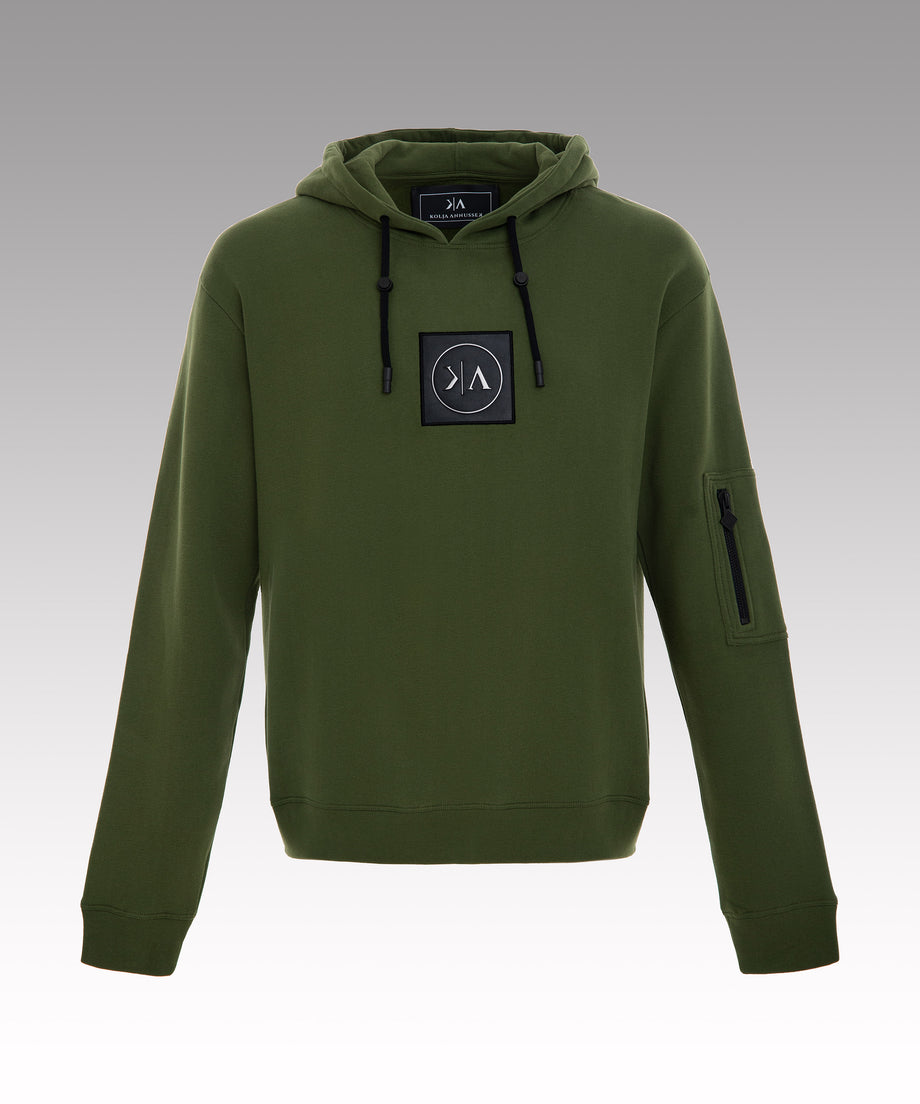 Slim fit khaki cotton hoodie
