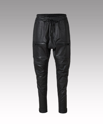 cargo leather pants black 