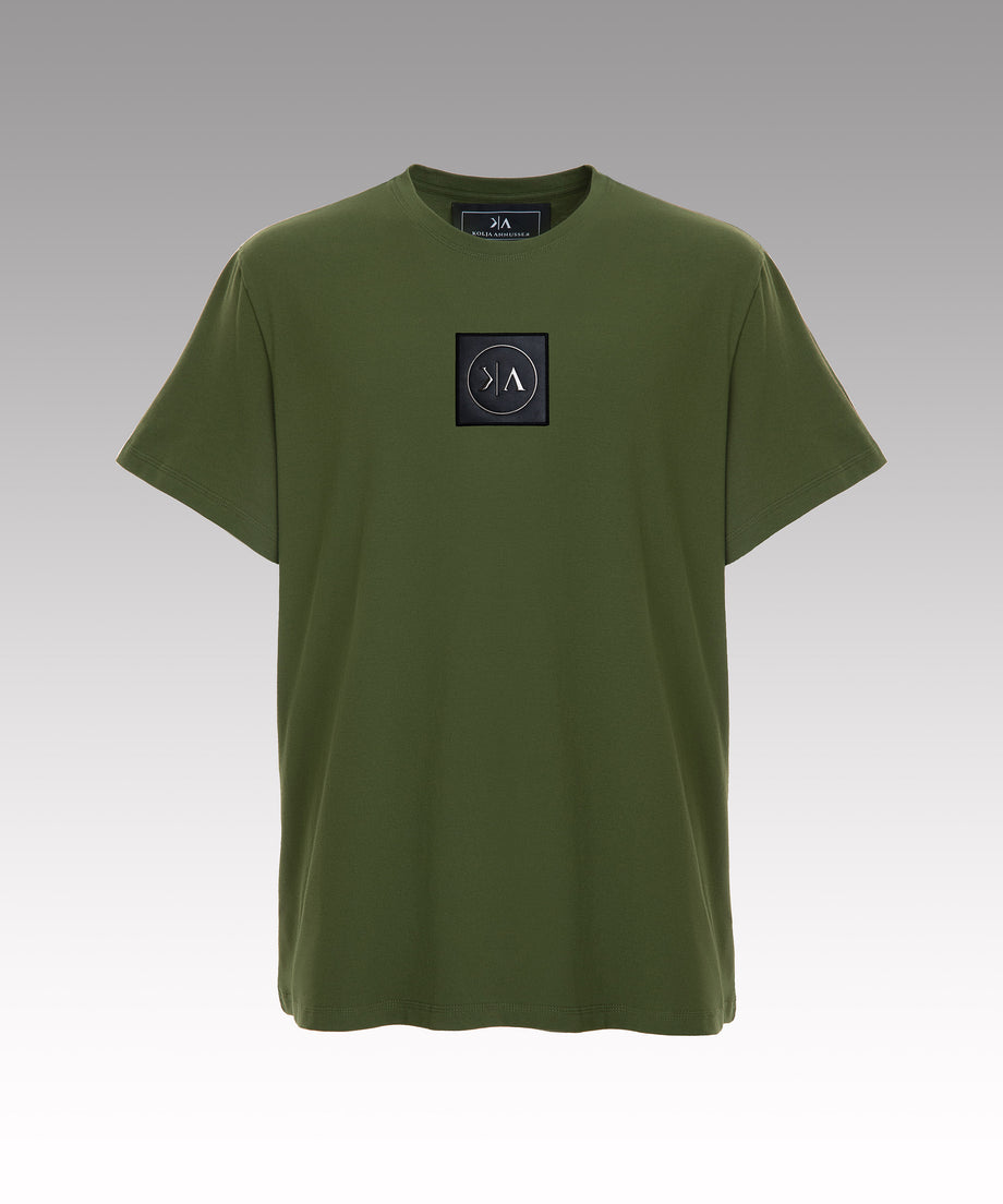 Slim fit khaki cotton t-shirt