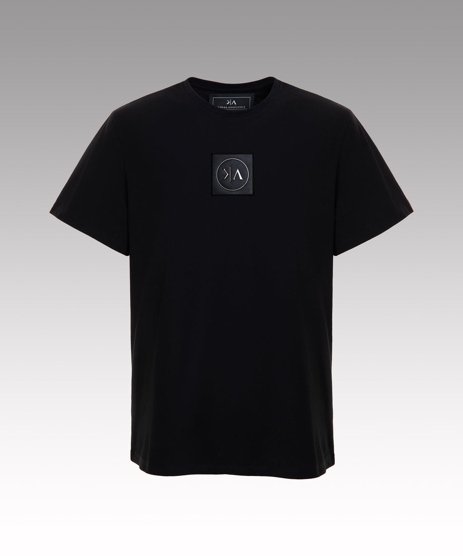 Slim fit black cotton t-shirt